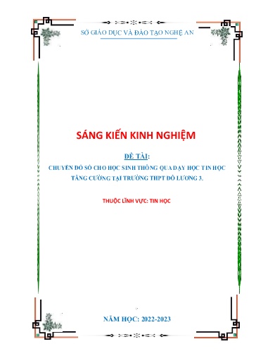 Sáng kiến kinh nghiệm Chuyển đổi số cho học sinh thông qua dạy học Tin học tăng cường tại Trường THPT Đô Lương 3