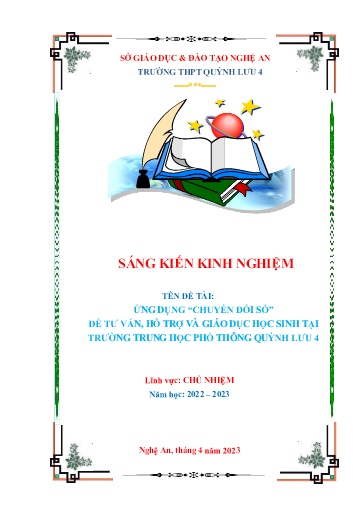 Sáng kiến kinh nghiệm Ứng dụng chuyển đổi số để tư vấn, hỗ trợ và giáo dục học sinh tại Trường THPT Quỳnh Lưu 4