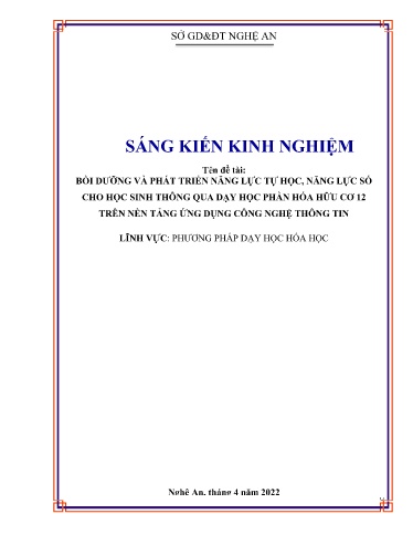 SKKN Bồi dưỡng và phát triển năng lực tự học, năng lực số cho học sinh thông qua dạy học phần Hóa hữu cơ 12 trên nền tảng ứng dụng Công nghệ thông tin