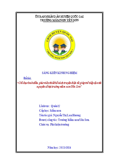 SKKN Chỉ đạo bước đầu giáo viên thiết kế sách truyện điện tử giúp trẻ tiếp cận tài nguyên số tại Trường Mầm non Yên Sơn