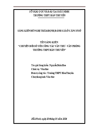 SKKN Chuyển đổi số với công tác Văn thư - Văn phòng Trường THPT Hàn Thuyên