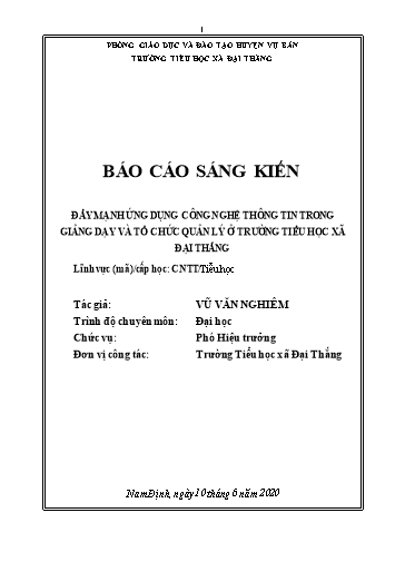 SKKN Đẩy mạnh ứng dụng công nghệ thông tin trong giảng dạy và tổ chức quản lý ở Trường Tiểu học xã Đại Thắng