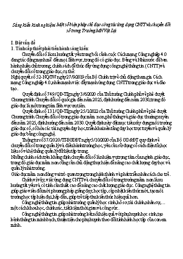 SKKN Một số biện pháp chỉ đạo công tác ứng dụng CNTT và chuyển đổi số trong Trường Mầm non Vật Lại