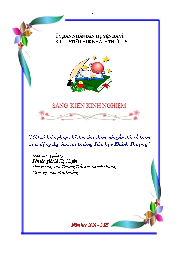 SKKN Một số biện pháp chỉ đạo ứng dụng chuyển đổi số trong hoạt động dạy học tại Trường Tiểu học Khánh Thượng