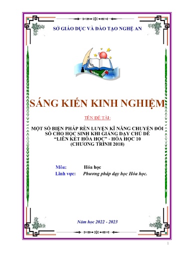 SKKN Một số biện pháp rèn luyện kĩ năng chuyển đổi số cho học sinh khi giảng dạy Chủ đề Liên kết hóa học - Hóa học 10 (Chương trình 2018)
