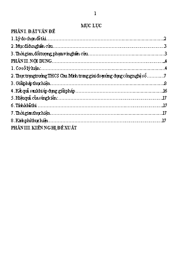 SKKN Một số biện pháp ứng dụng chuyển đổi số trong công tác quản lí tại Trường THCS Chu Minh, huyện Ba Vì, Thành phố Hà Nội