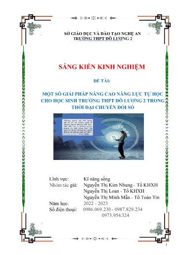 SKKN Một số giải pháp nâng cao năng lực tự học cho học sinh Trường THPT Đô Lương 2 trong thời đại chuyển đổi số