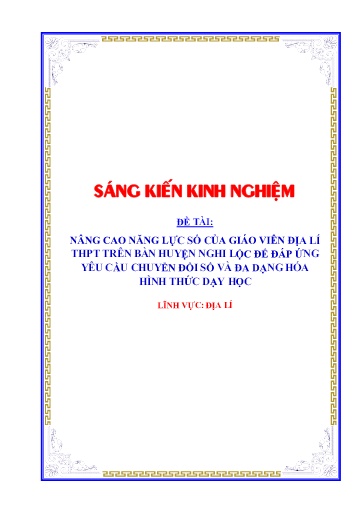 SKKN Nâng cao năng lực số của giáo viên Địa lí THPT trên bàn huyện Nghi Lộc để đáp ứng yêu cầu chuyển đổi số và đa dạng hóa hình thức dạy học