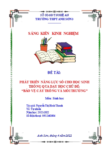 SKKN Phát triển năng lực số cho học sinh thông qua dạy học Chủ đề: “Bảo vệ cây trồng và môi trường” tại Trường THPT Anh Sơn 3