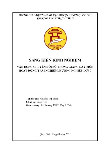 SKKN Vận dụng chuyển đổi số trong giảng dạy môn Hoạt động trải nghiệm, Hướng nghiệp Lớp 7 tại Trường THCS Thạch Thán